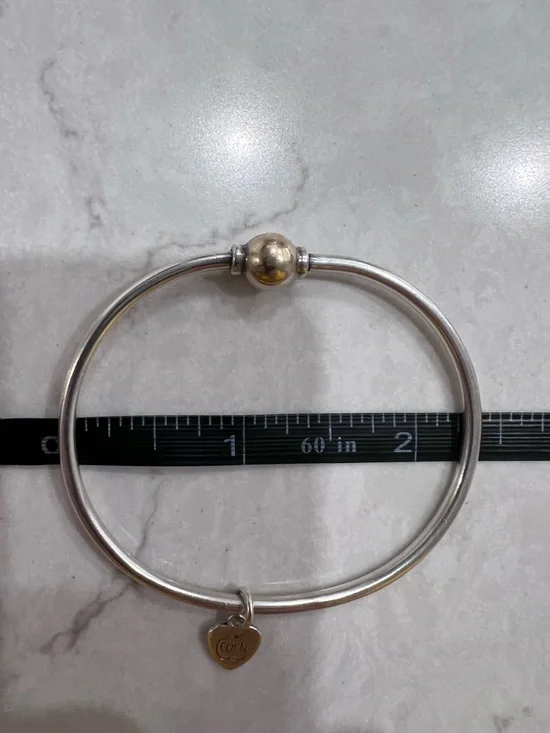 EDEN HAND ARTS 925 SILVER AND 14K GOLD, SCREWBALL CAPE COD BRACELET - Picture 1 of 12